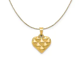 14k Yellow Gold Puffed Heart (15mm) Necklace