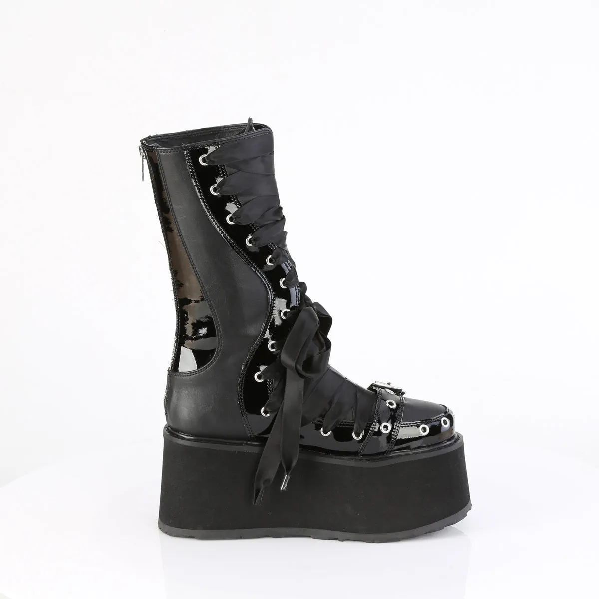 3 Inch Platform DAMNED-120 Black Vegan Leather-Patent