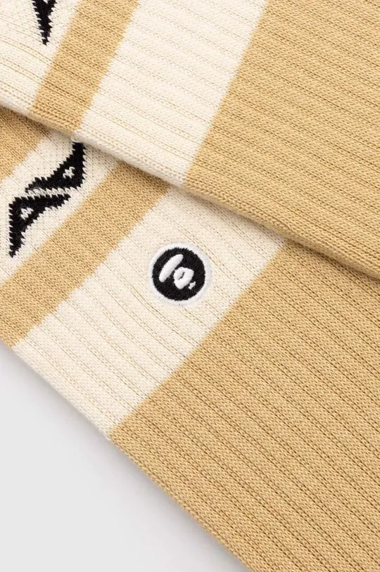 AAPE socks Rib w/ Stripe men's beige color ASO5135