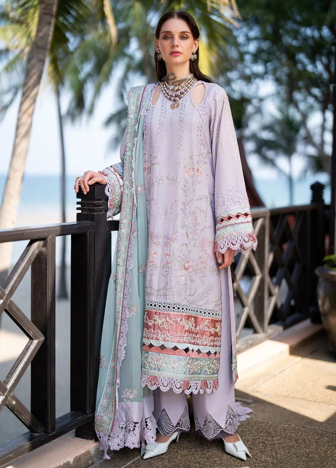 Alif By AJR Couture Signature Luxury Embroidered Lawn 3 Piece Unstitched Suit AJRC24ASLL-11 CASTLE