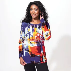 Alison Sheri Abstract Print Sweater Top - Style A42052