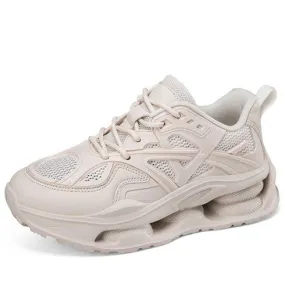 Beige hollow mesh plain sport shoe sneaker