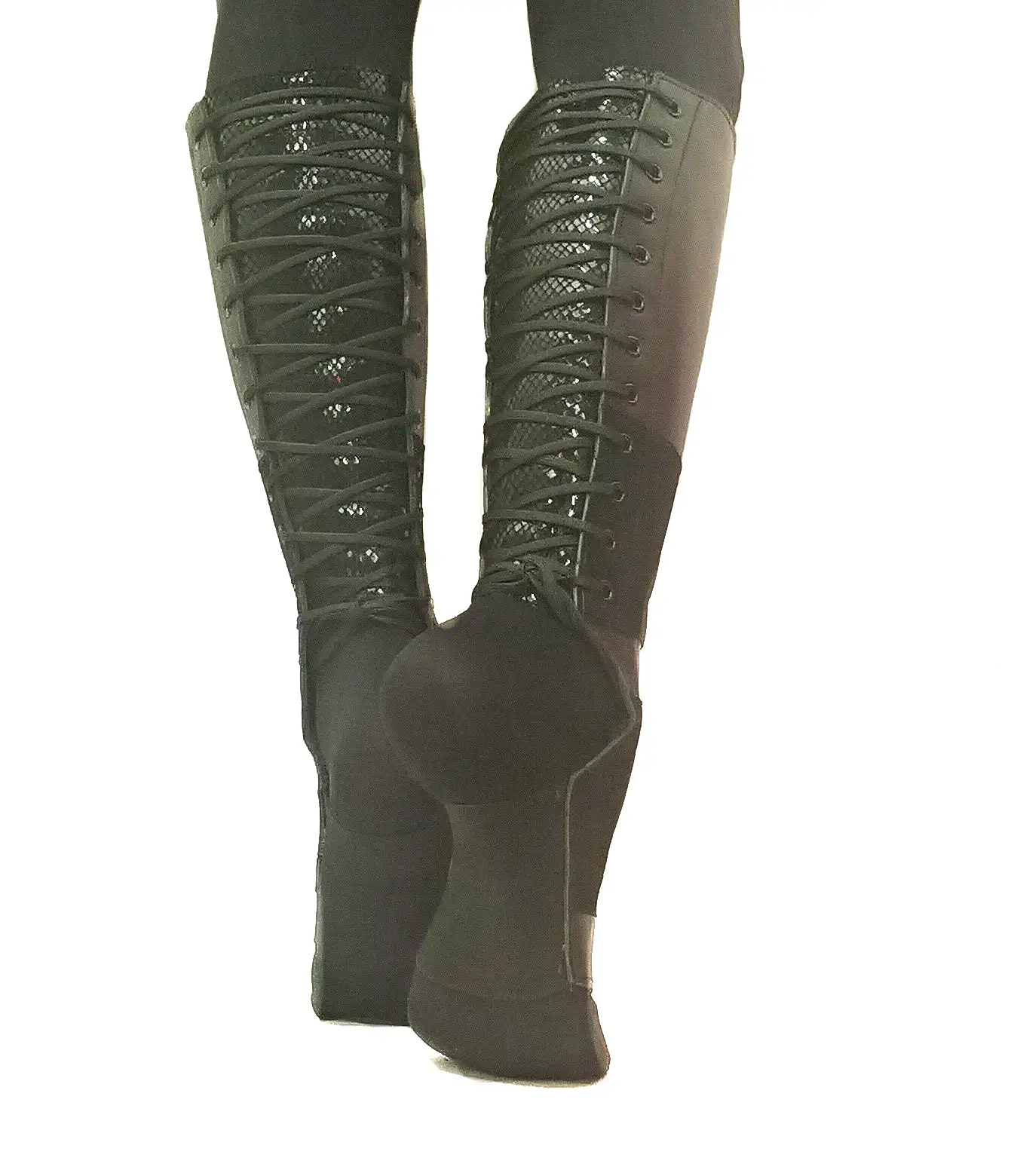 Black Aerial boots w/ Reflective Snake Print Back + Suede Grip