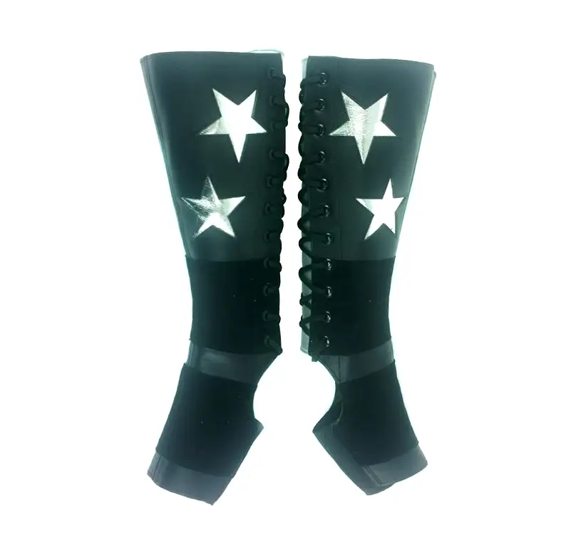 Black Aerial boots w/ Silver metallic DOUBLE STARS + Suede Grip