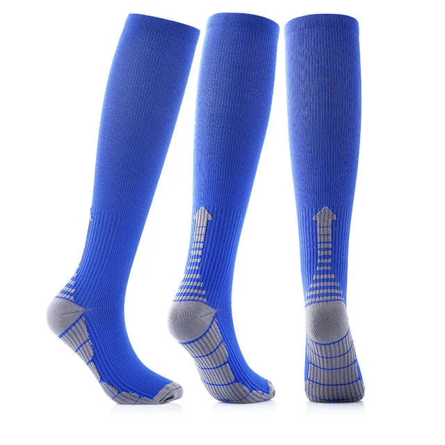 Blue Gray Compression Blood Circulation Promotion Slimming Socks for Men