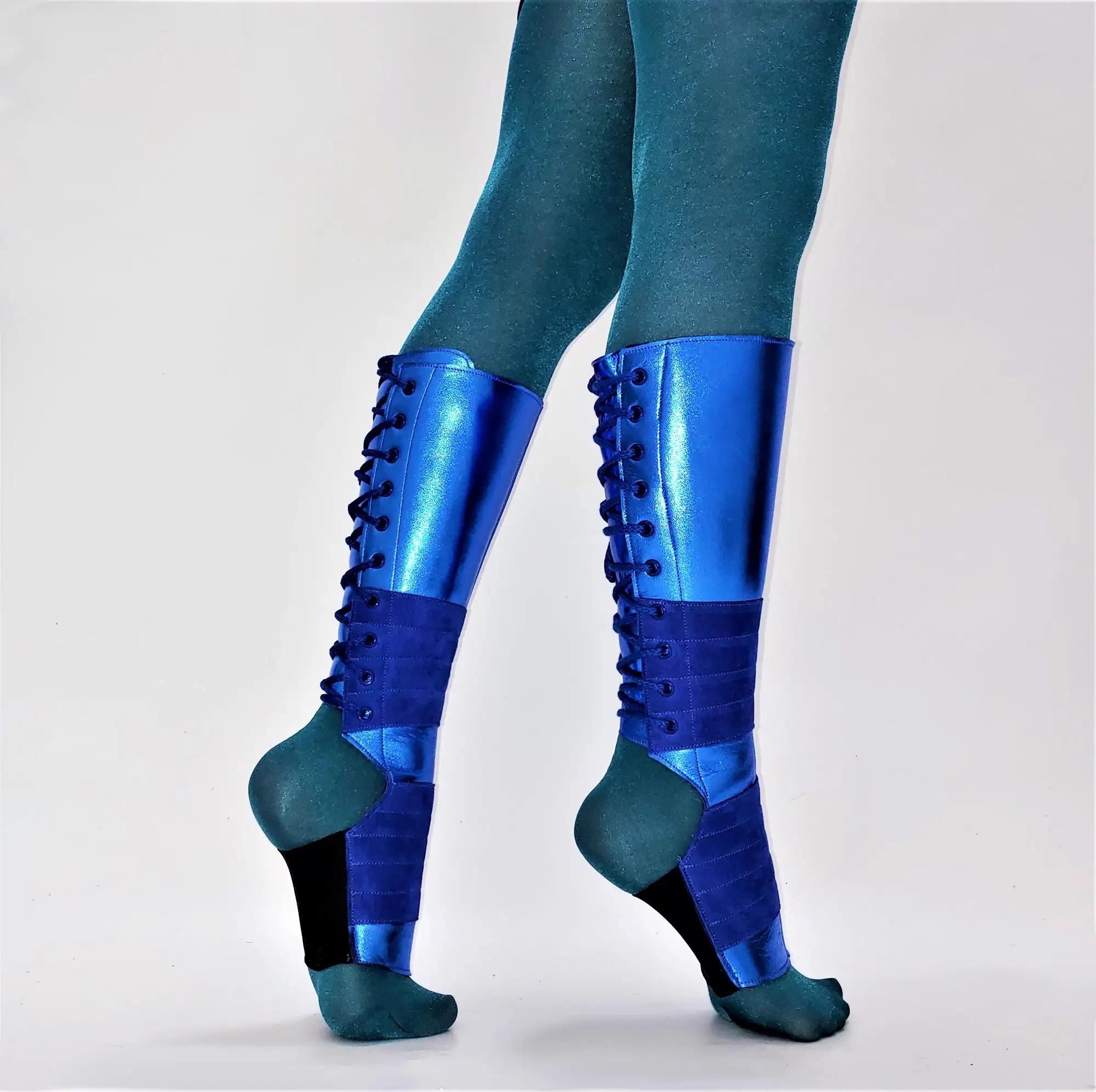 Blue METALLIC Aerial boots w/ Suede Grip