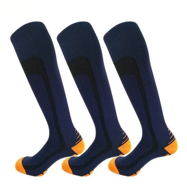 Blue Orange Compression Blood Circulation Promotion Slimming Socks for Men