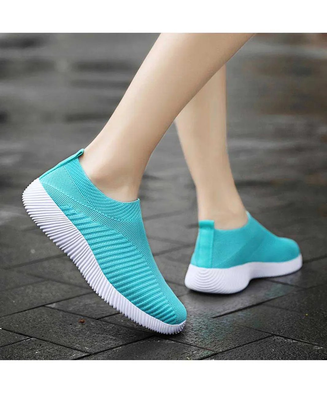 Blue texture stripe slip on shoe sneaker