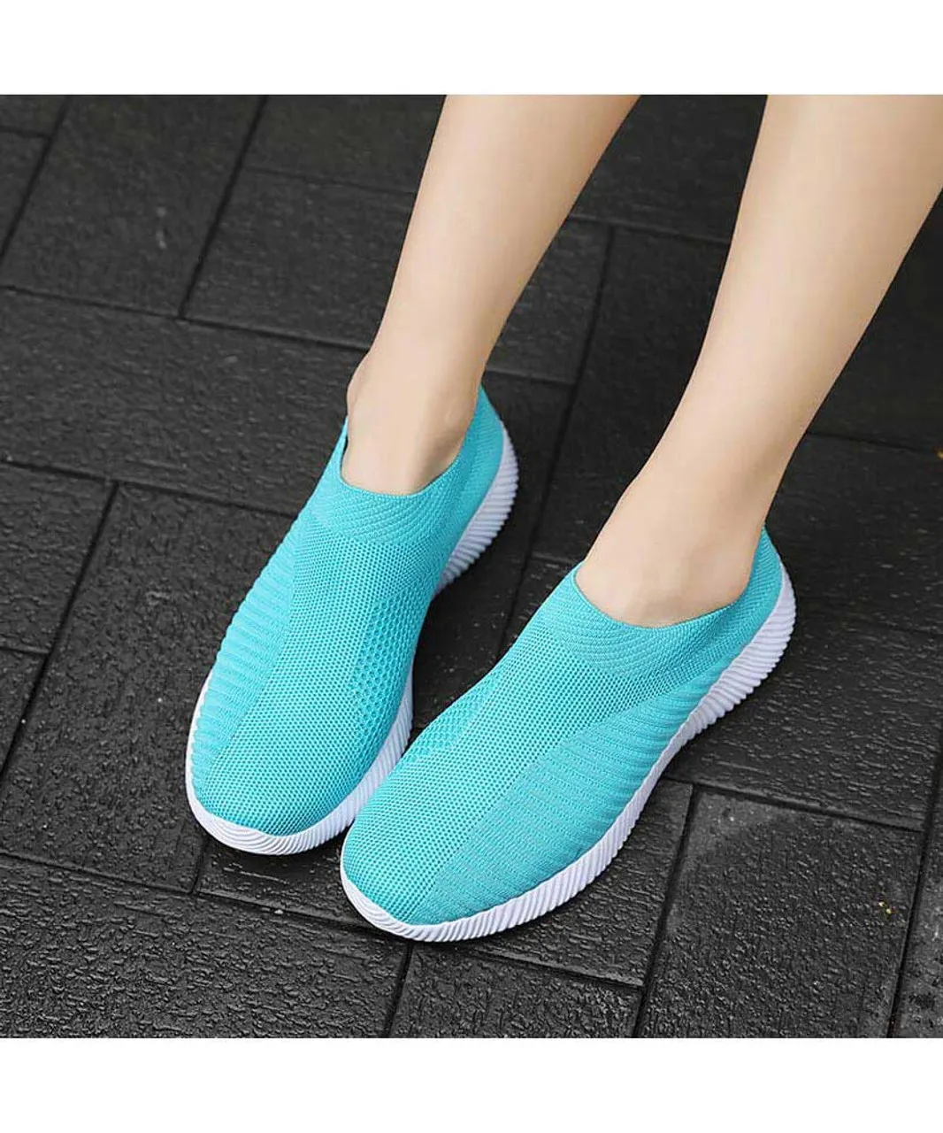 Blue texture stripe slip on shoe sneaker