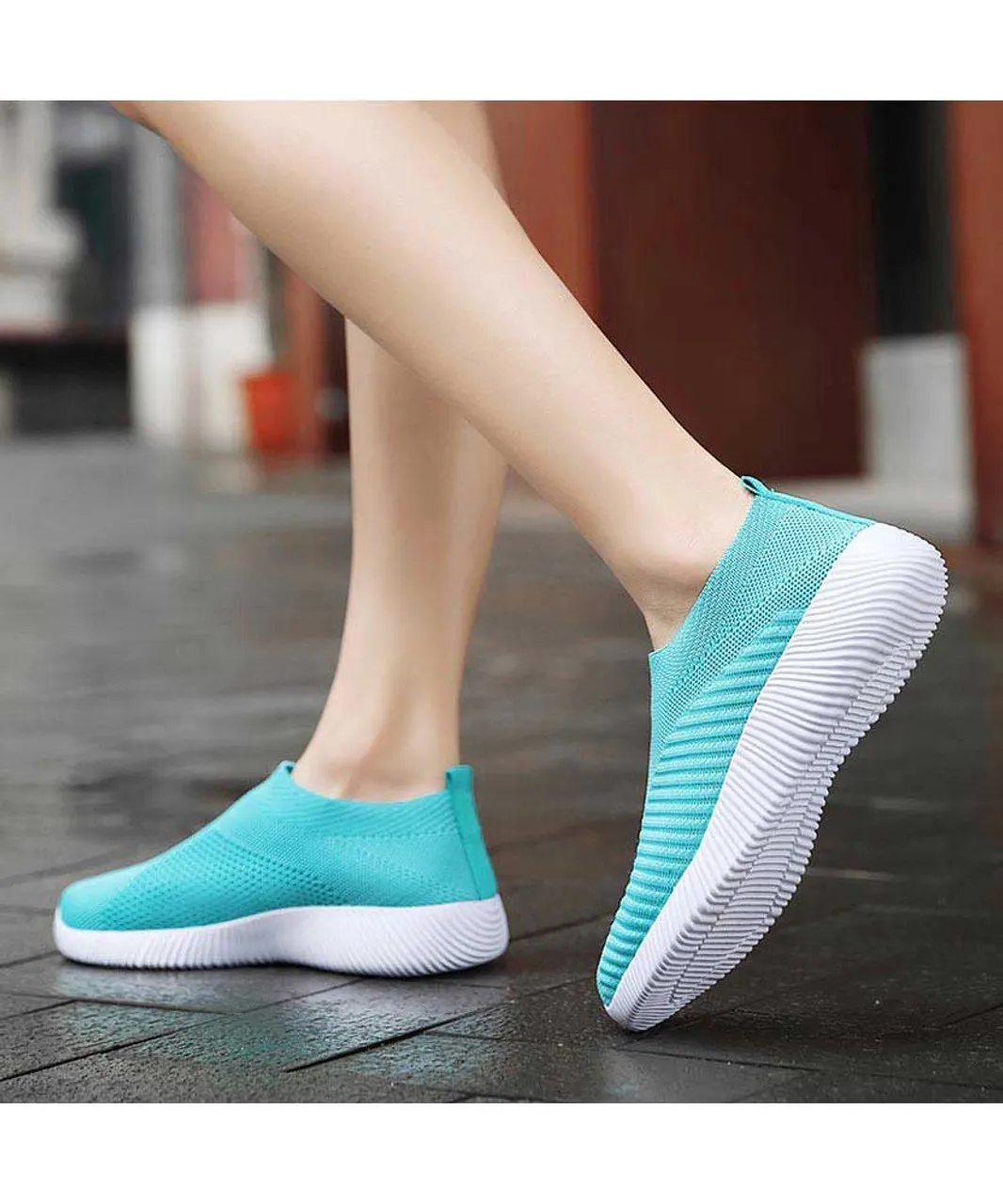 Blue texture stripe slip on shoe sneaker