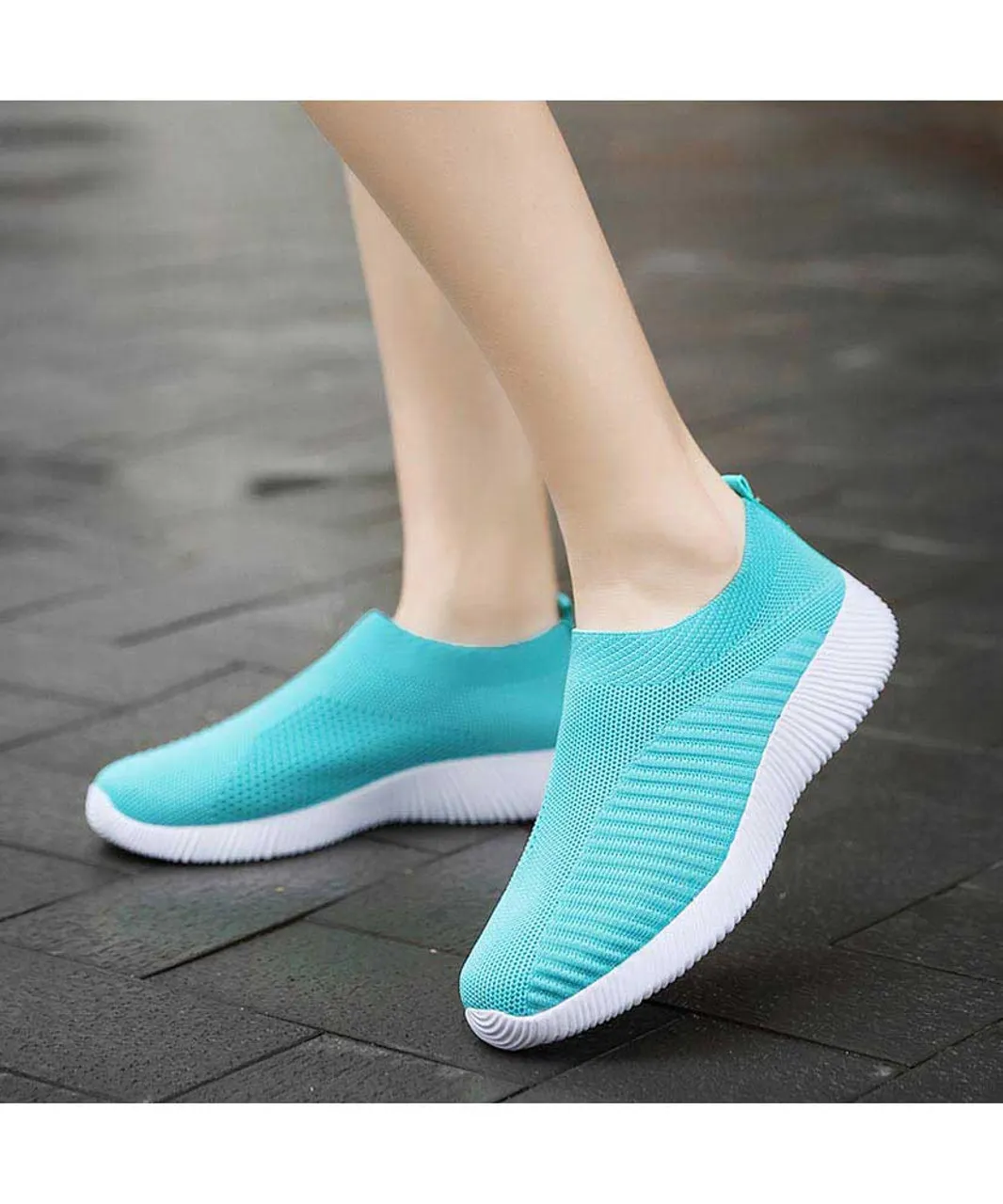 Blue texture stripe slip on shoe sneaker