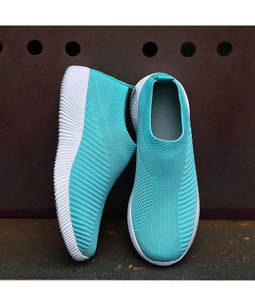 Blue texture stripe slip on shoe sneaker