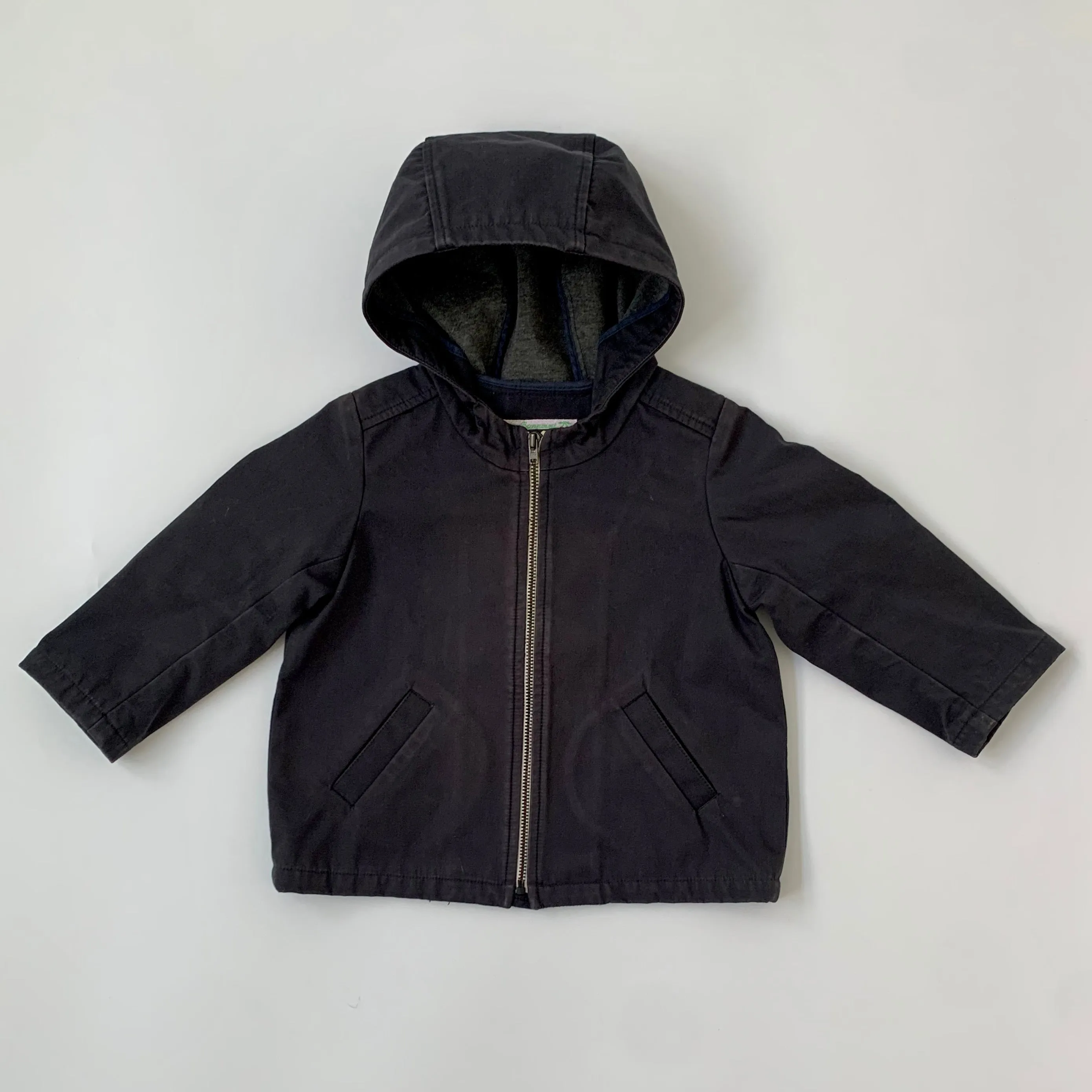 Bonpoint Navy Water Resistant Hooded Jacket With Jersey Lining: 2 Years