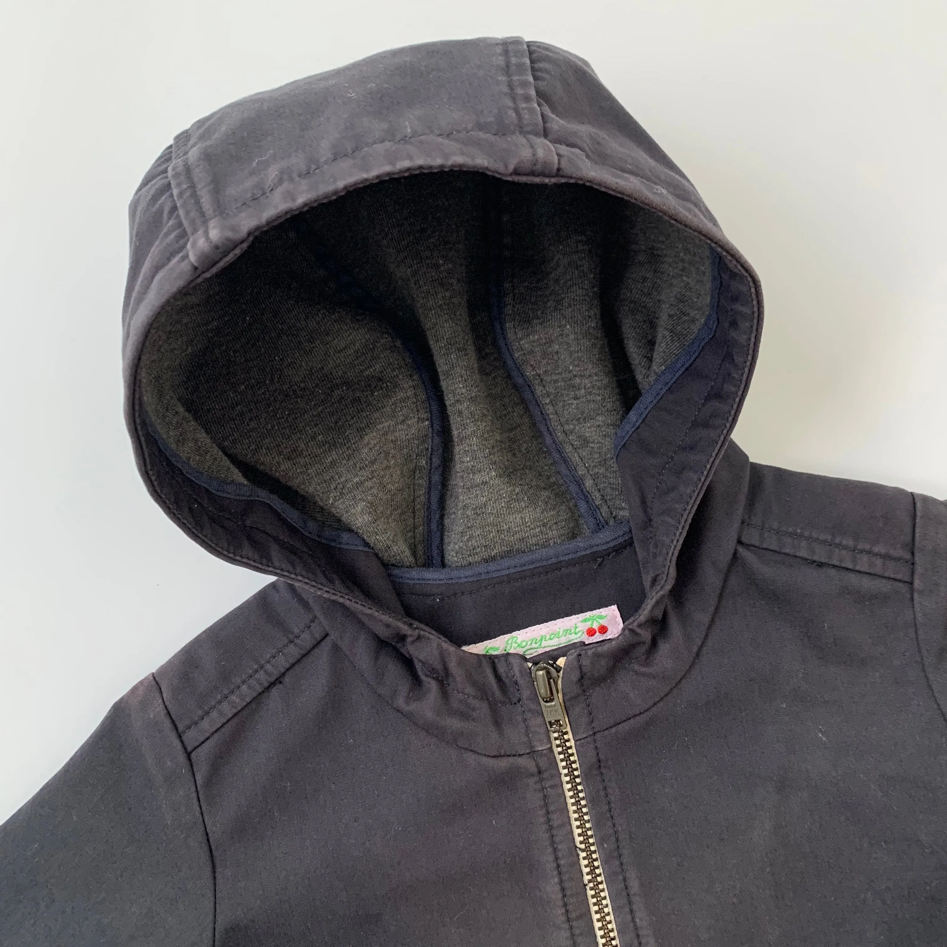 Bonpoint Navy Water Resistant Hooded Jacket With Jersey Lining: 2 Years