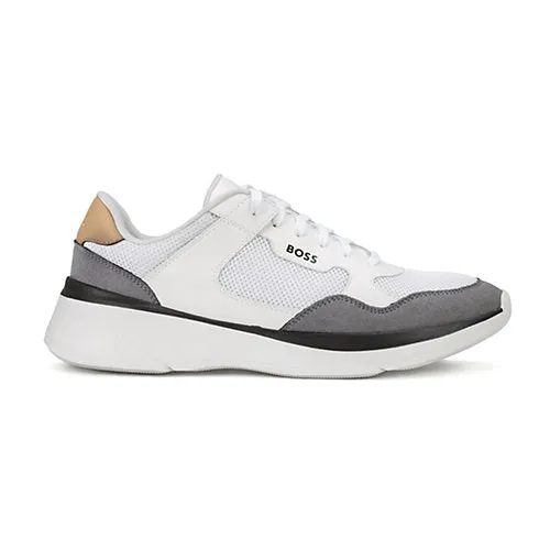 BOSS SHOES & ACCESSORIES Boss Hybrid Trainers with Bonded Leather and Mesh - White