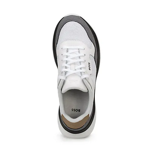 BOSS SHOES & ACCESSORIES Boss Hybrid Trainers with Bonded Leather and Mesh - White