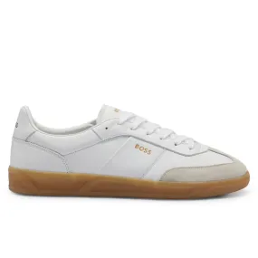 BOSS SHOES & ACCESSORIES Boss Leather and Suede Trainers with Embossed Logos - White