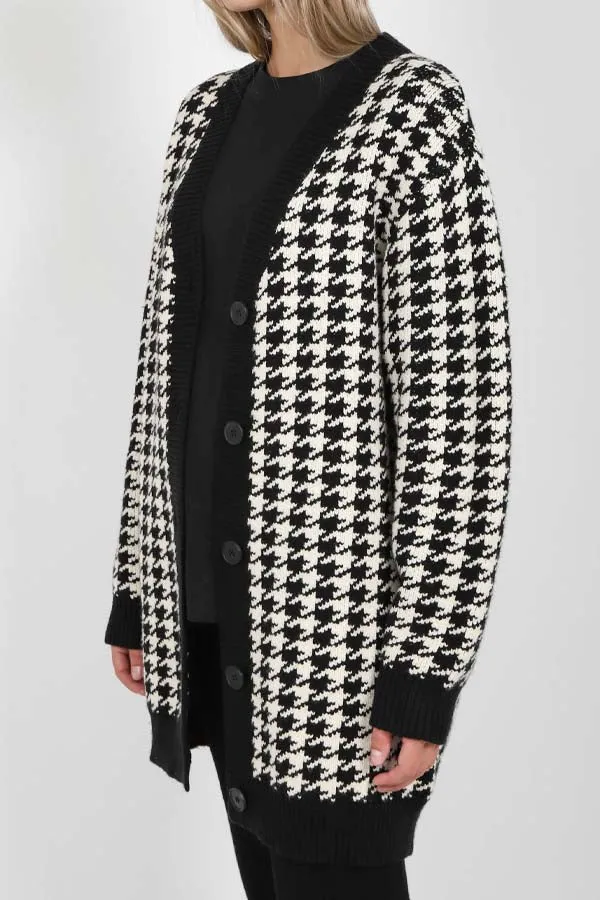 Brunette The Label The Houndstooth Knit Cardigan