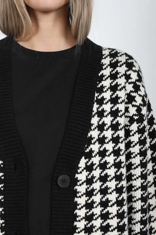 Brunette The Label The Houndstooth Knit Cardigan