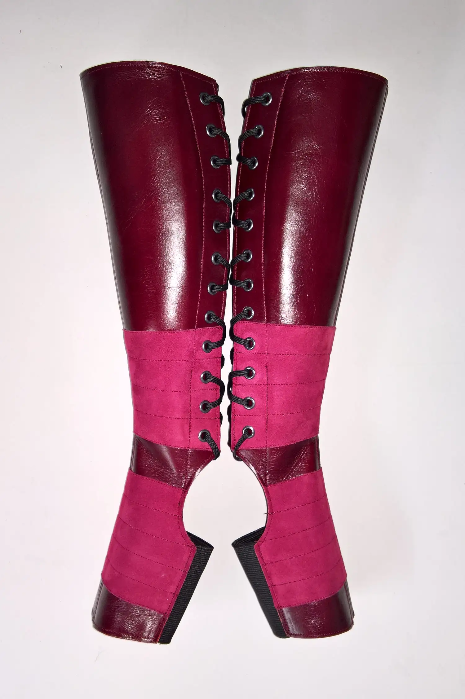 BURGUNDY Leather Aerial boots w/ Suede Grip