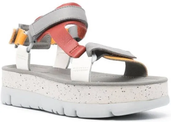 Camper Oruga Up 42mm touch-strap flatform sandals Grey