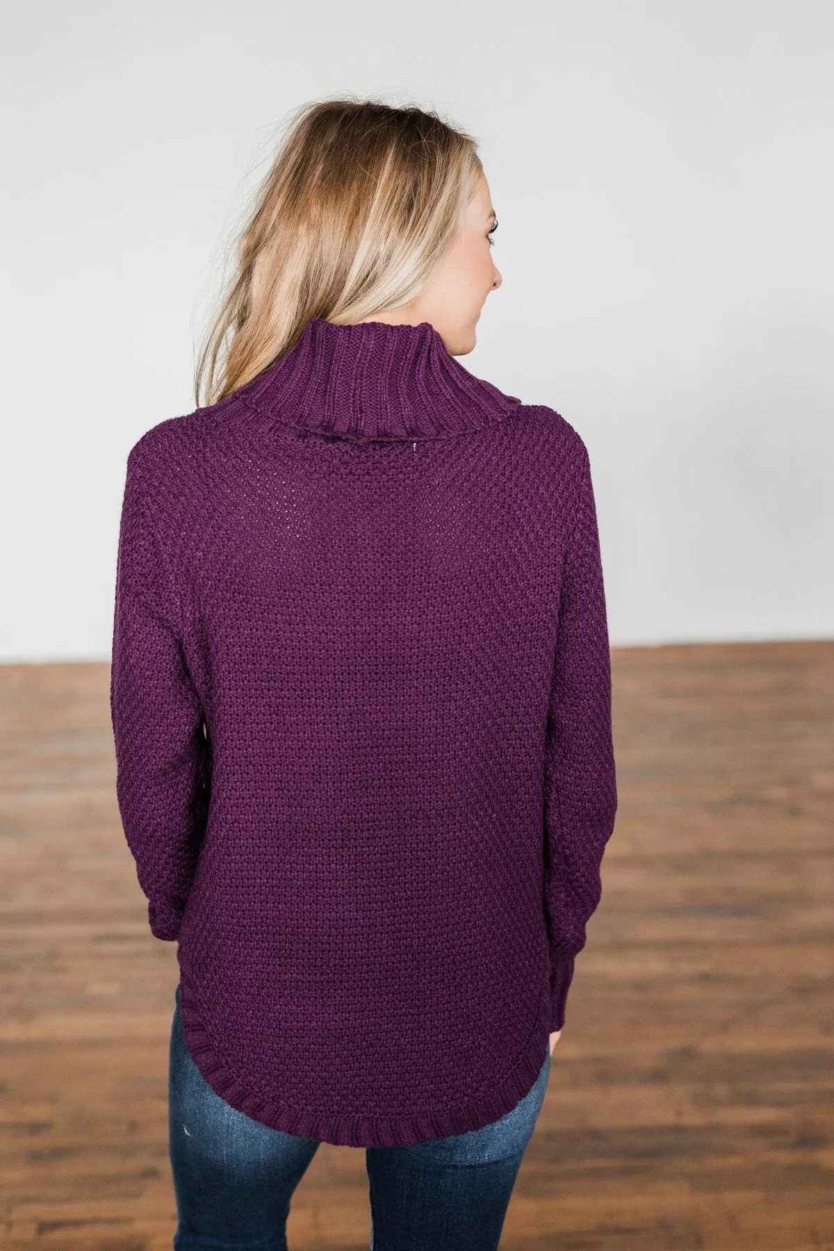 Caught In A Daydream Turtle Neck Sweater- Eggplant