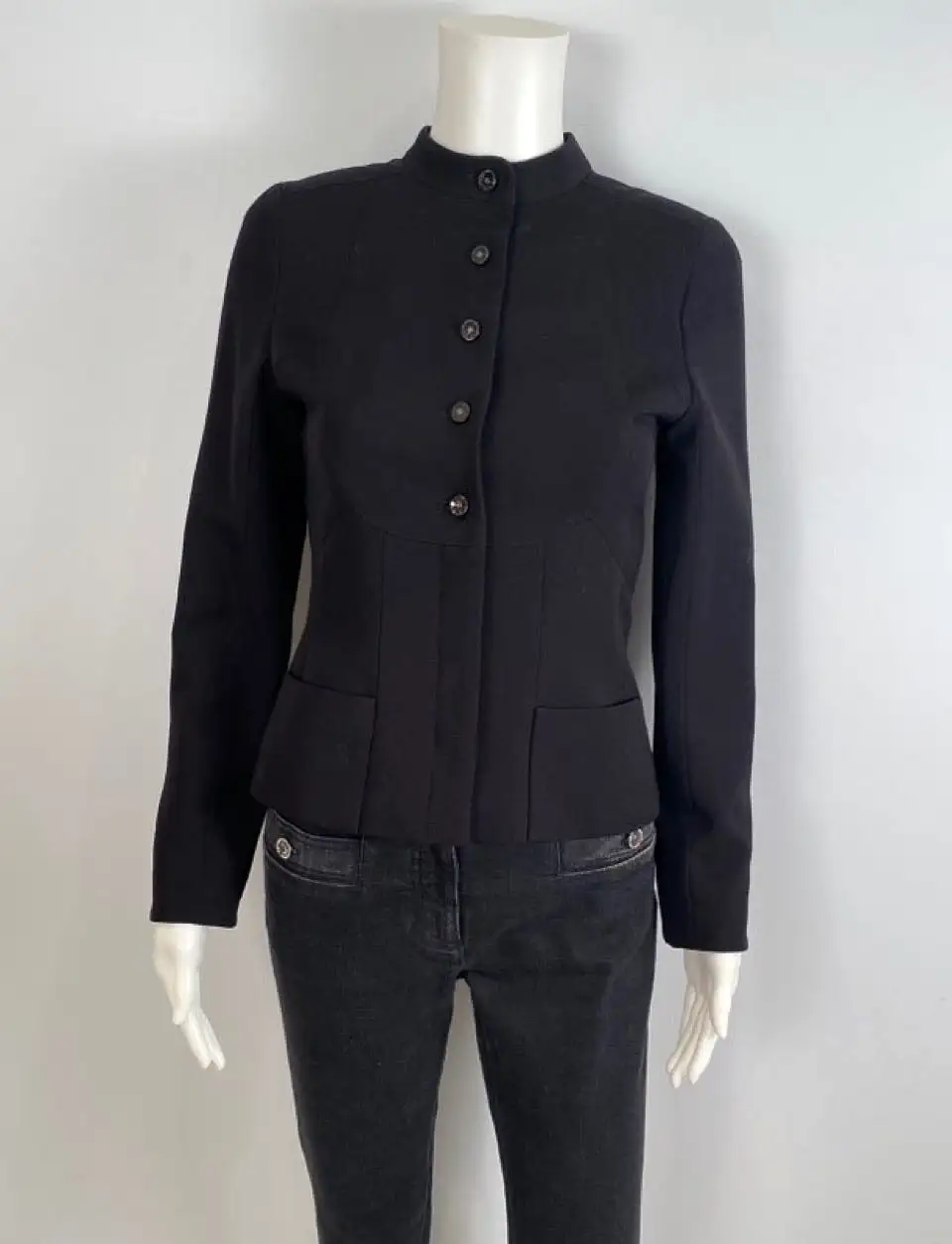 Chanel 02A 2002 Fall Black Collarless Jacket FR 34 US 2/4