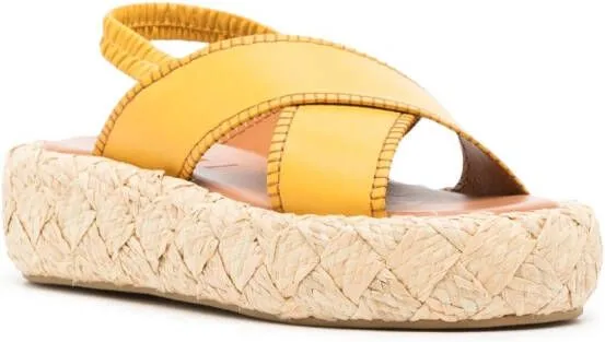 Clergerie Adom 50 Leather Flatform Sandals Yellow