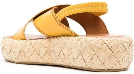 Clergerie Adom 50 Leather Flatform Sandals Yellow