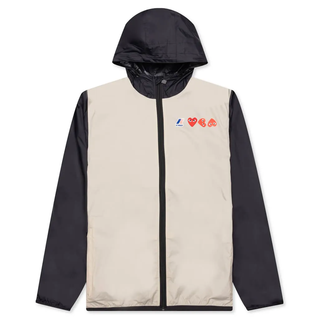 Comme des Garcons Play x K-Way Logos Full Zip Jacket - Beige/Black