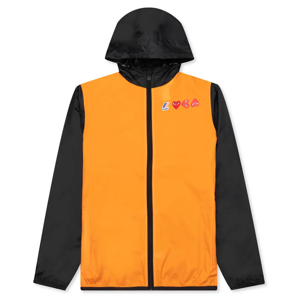 Comme des Garcons Play x K-Way Logos Full Zip Jacket - Orange/Black