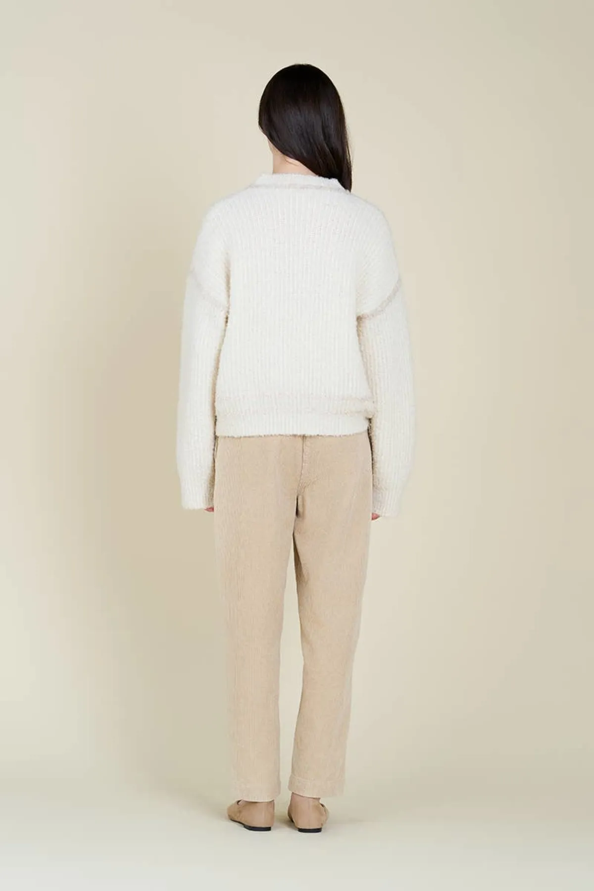 contrast sweater - Oat