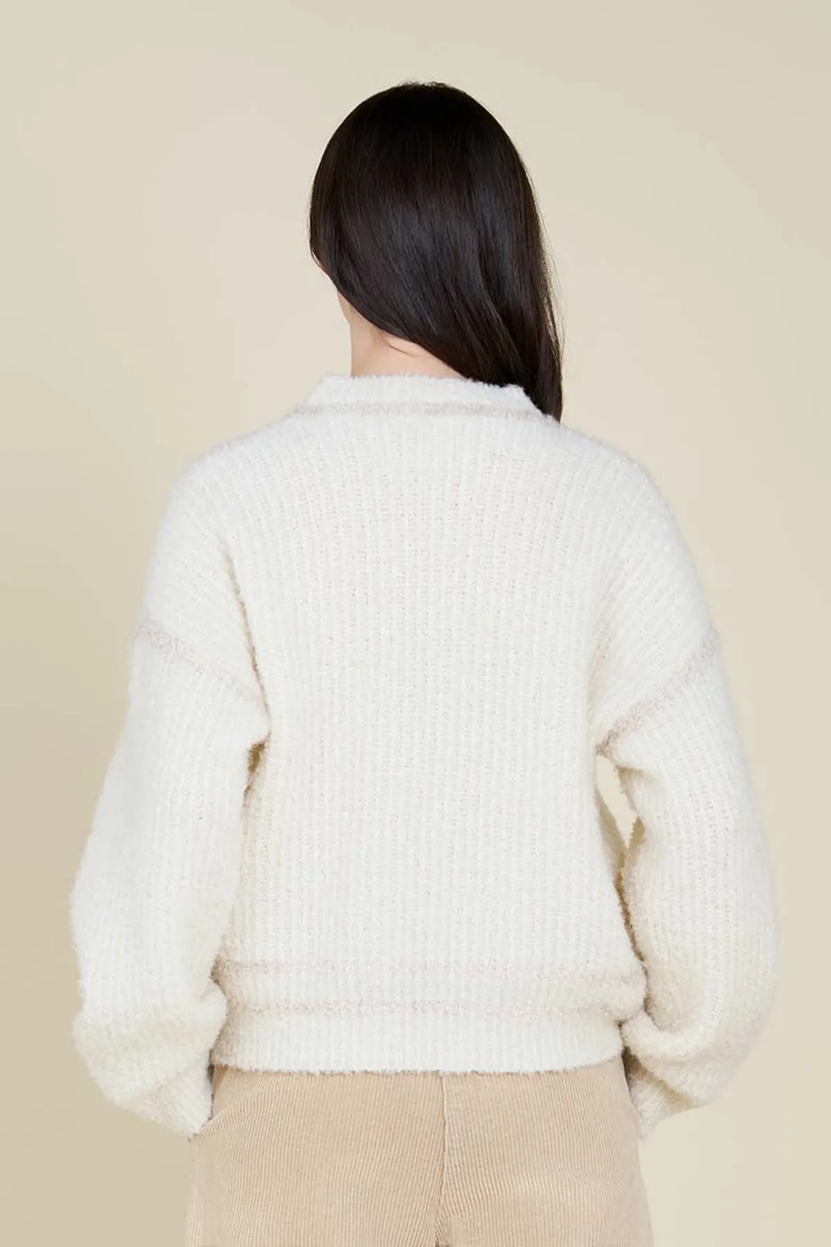 contrast sweater - Oat