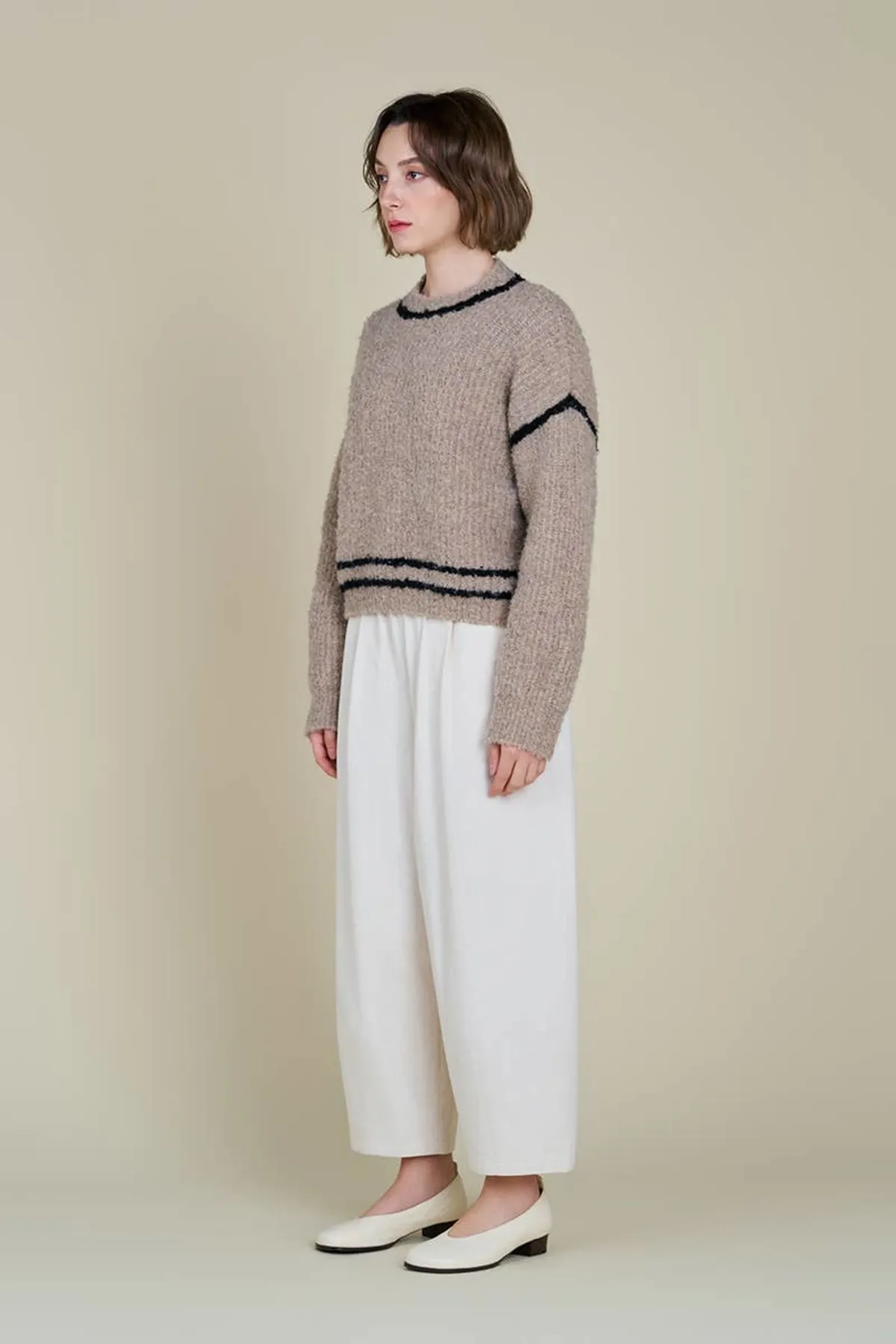 contrast sweater - Oat