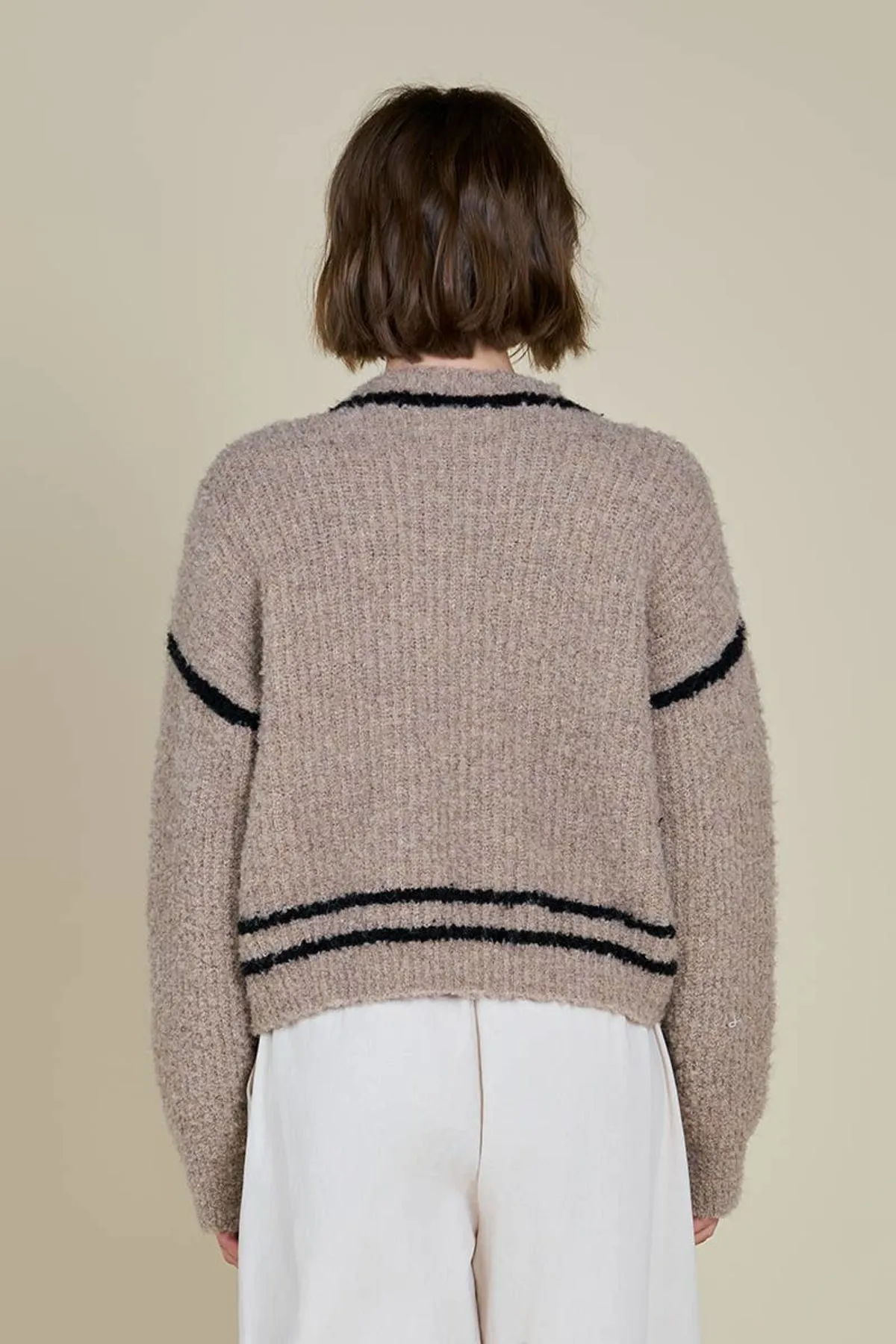 contrast sweater - Oat