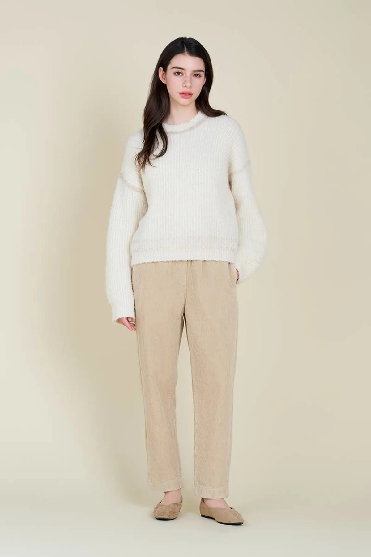 contrast sweater - Oat