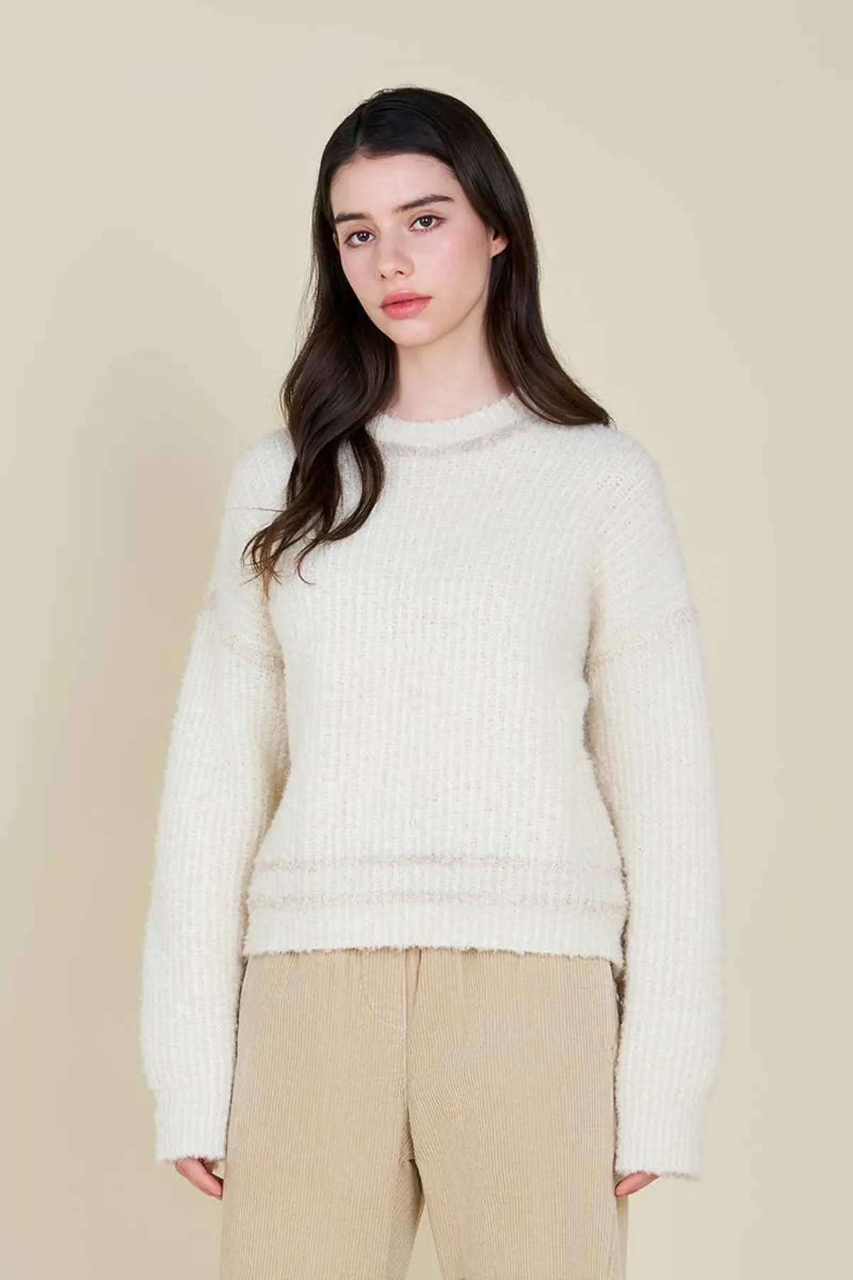 contrast sweater - Oat