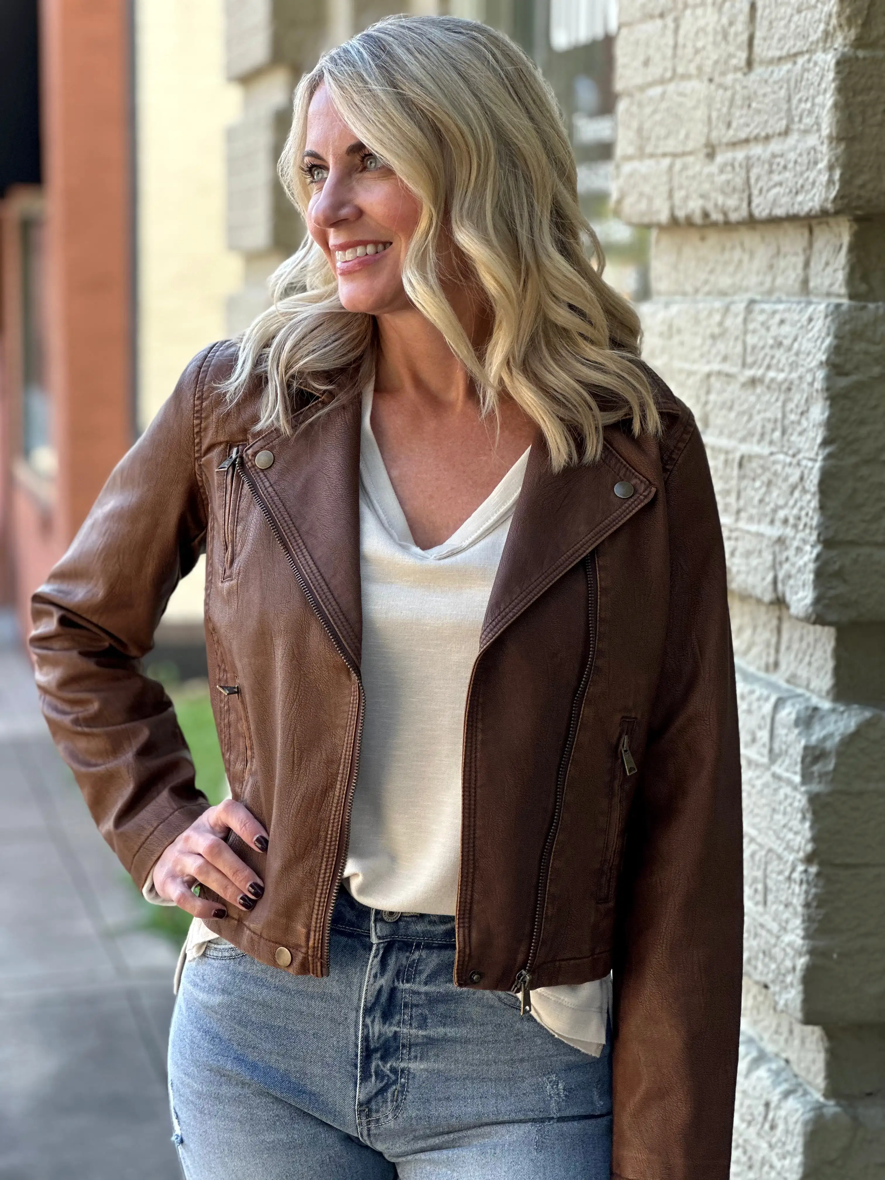 Core Faux Leather Moto Jacket