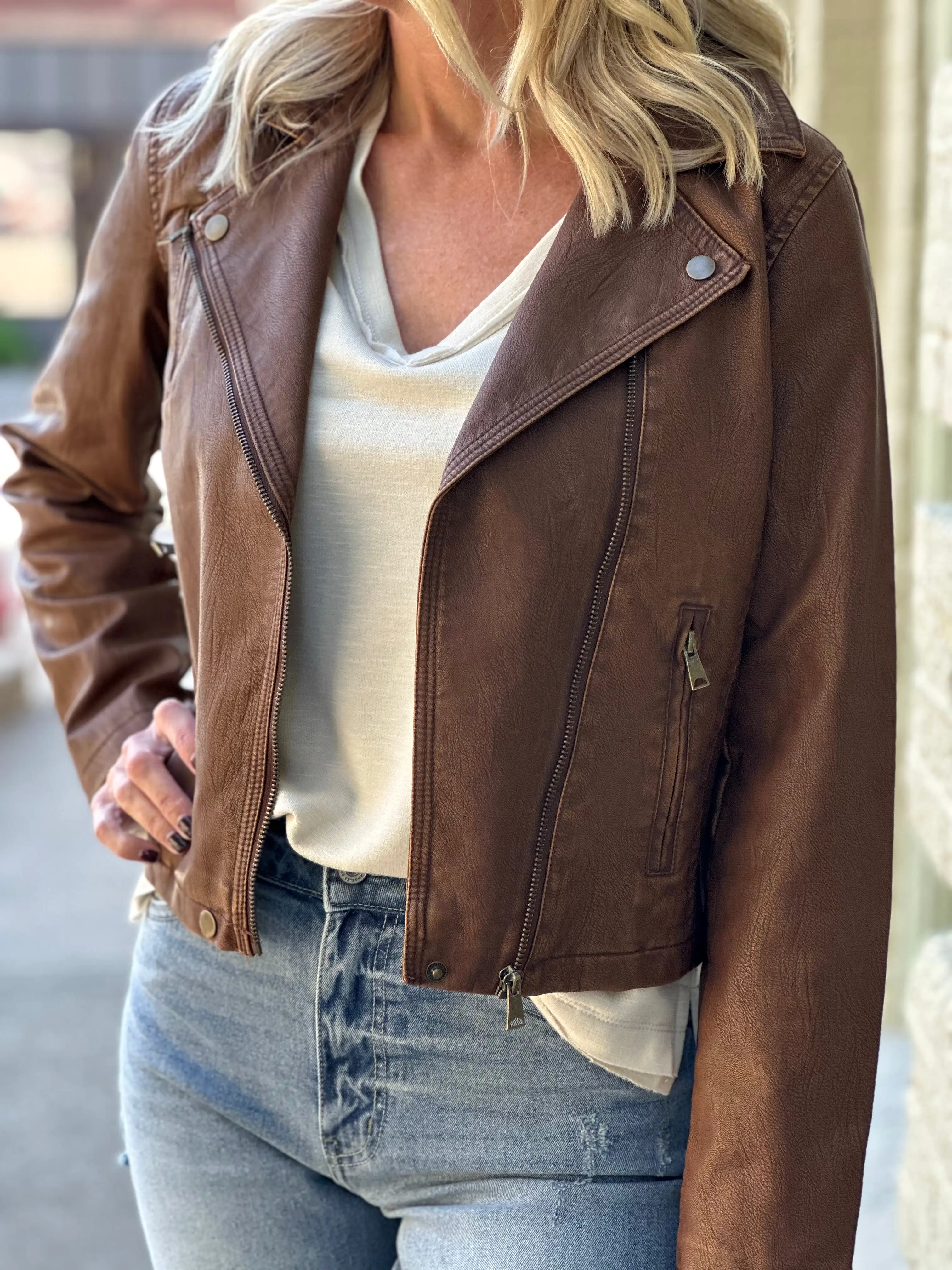 Core Faux Leather Moto Jacket