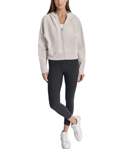 DKNY Women's Performance Zip-Front Logo Hoodie