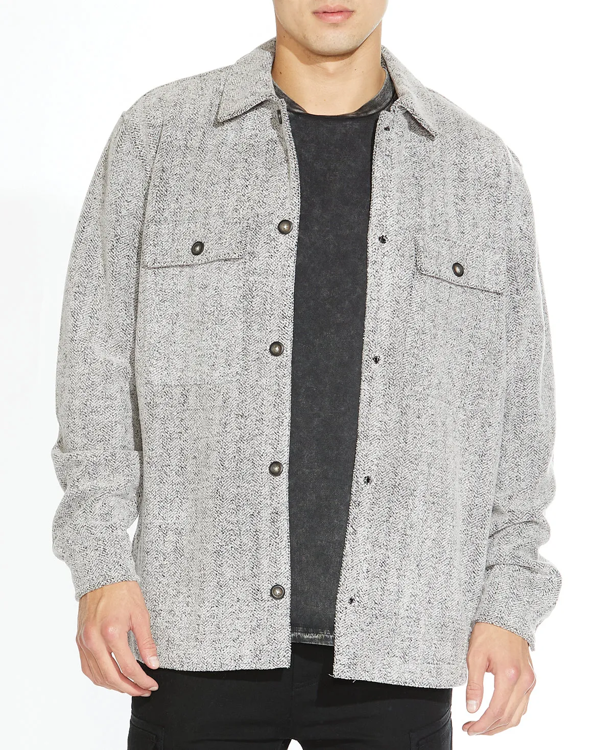 Durbin Knit Shirt Jacket (Heather Charcoal)