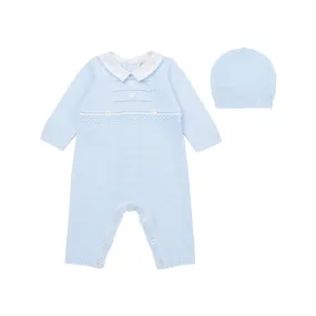 EMILE ET ROSE Hugo Two-Piece Babygrow and Hat Set - Light Blue