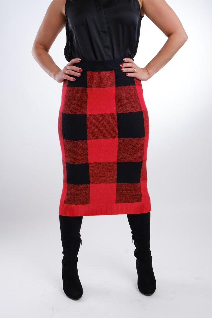 Esprit Buffalo Check Plaid Sweater Skirt in Red