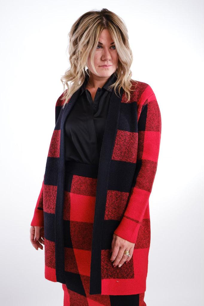 Esprit Buffalo Check Plaid Sweater Skirt in Red