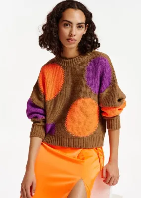 Essentiel Antwerp Event Intarsia-Knitted Sweater - Camel: L