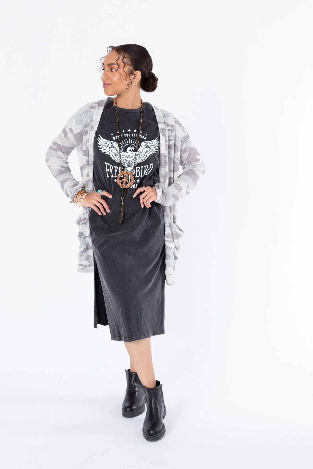 Free Bird Tee Dress - Black