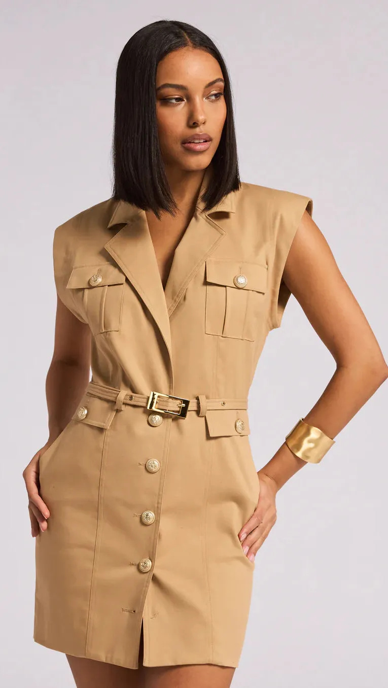 Generation Love - Biel Gabardine Dress - Taupe