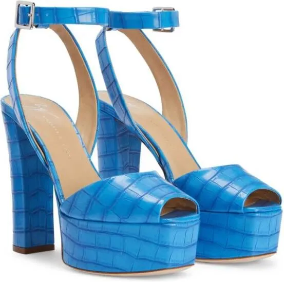 Giuseppe Zanotti Betty 120mm crocodile-print sandals Blue