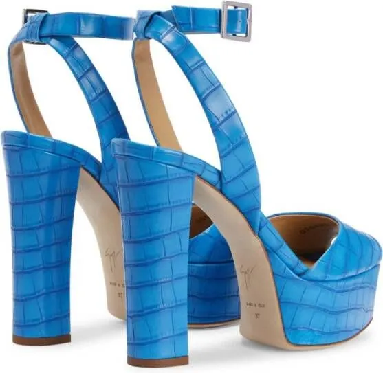 Giuseppe Zanotti Betty 120mm crocodile-print sandals Blue