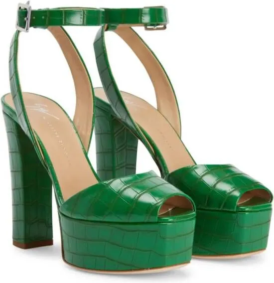 Giuseppe Zanotti Betty 120mm crocodile-print sandals Green